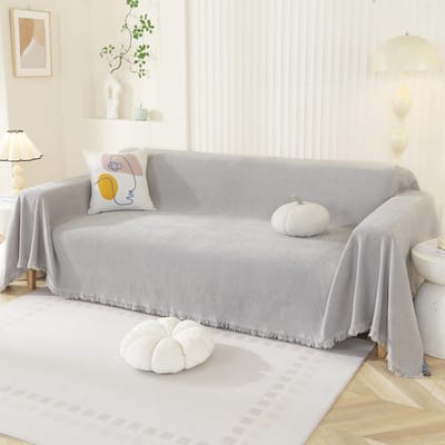 Unyqoos® Stijlvolle Boho Chenille Bankhoes voor Universele Bankbescherming in Lichtgrijze Tint