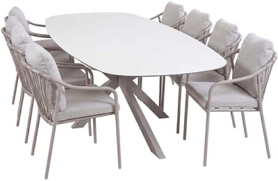 9-delige tuinset | 8 Parijs tuinstoelen | Tuintafel Malaga 280x115cm