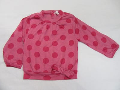 Dirkje , meisjes, t-shirt lange mouw rose met stippen , 80 - 12 maand