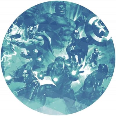 Fotobehang - Avengers Blue Power 125x125cm - Rond - Vliesbehang - Zelfklevend