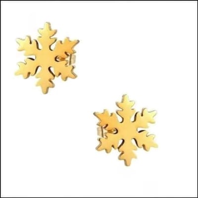 Aramat Jewels | Oorbellen | RVS Sneeuwvlok Oorbellen 10mm Zilverkleur - Winter Studs | Goudkleurig | |9mm | Staal | Volwassenen, Kinderen | Verkleurd niet