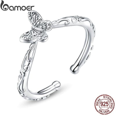 Bagues Papillon pour Femmes Réglable Argent Sterling 925 Bague Collection Printemps Nouveauté Bijoux de Mode Scr634 white