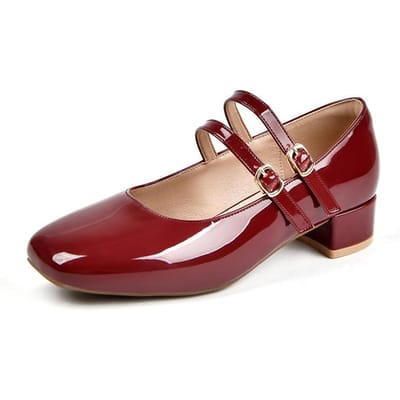 Lente Nieuwe Dikke Mm Hoge Hakken Dikke Hak Vierkante Neus Retro Mary Jane Damesschoenen Verdikkend en Verbredend Grote Maat Damesschoenen 37