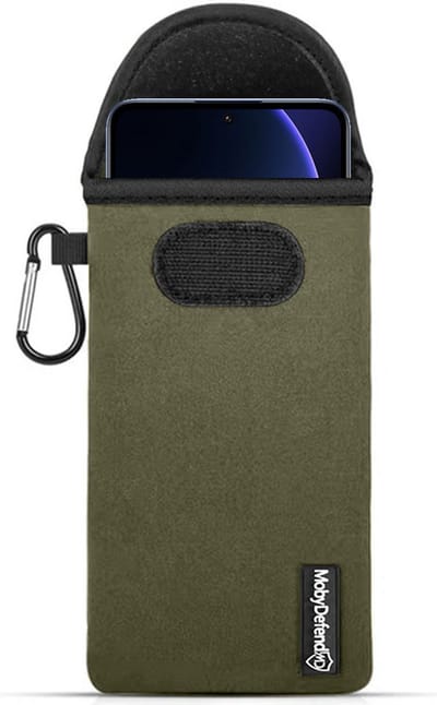 MobyDefend Hoesje - Geschikt voor Xiaomi 13T - Neopreen Pouch Met Karabijnhaak - Insteek - Riemlus - Groen