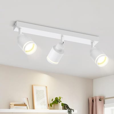 Glitzerlife - Plafondspot Plafondlamp - draaibaar en kantelbaar - moderne opbouwspots GU10 - plafondlamp met spots - metaal - Ø42cm - wit - 3xGU10 fitting