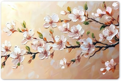 Placemats 45x30 cm - Placemat kunststof - 1 stuk - Bloesemtakken - Schilderachtig - Roze - Borden onderleggers - Decoratie voor op tafel - Keuken tafeldecoratie accessoires - Vinyl onderlegger - Tafelversiering