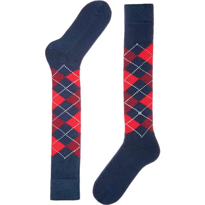 Burlington Preston lang gedessineerd materiaal kniekousen heren blauw - maat 40-46