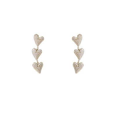Go Dutch Label Oorknoppen 3Sparkle Hearts Goud