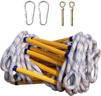 Veiligheid Touwladder - Noodladder Ontsnappingsladder - Veilig Ontsnappen - Vlamvertragend Antislip - 10M / 32.8Ft - Wit