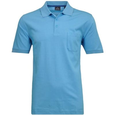 Ragman Softknit Poloshirt Breast Pocket Pima Cotton Mix Ibiza Blue / male