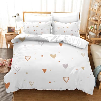 Dekbedovertrek 3D Beddengoedset, Dekbedovertrek Voor Hart Cartoon Print Kind Jongens Tieners, Microvezel Queen Voor Meisjes Kinderkamer W160xL200cm