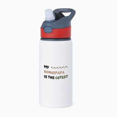 Hacebo® - my bonuspapa is the cutest waterfles met rietje rood - Papa - schattige bonusvader - vader cadeautjes - vaderdag - verjaardagscadeau - verjaardag - cadeau - geschenk - kado - gift - vader artikelen - water fles - 650ML