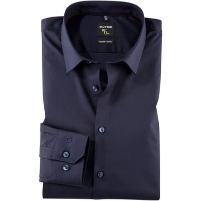 OLYMP No. Six Overhemd, Super Slim, Urban Kent, Marineblauw