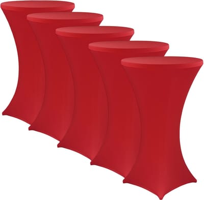 NYVI Sta-tafelhoes NYVIGala Rood Ø 60-65 cm - Set van 5 - Elastische premium stretchhoezen voor standaard bistro- & statafels - Rekbare tafelbekleding
