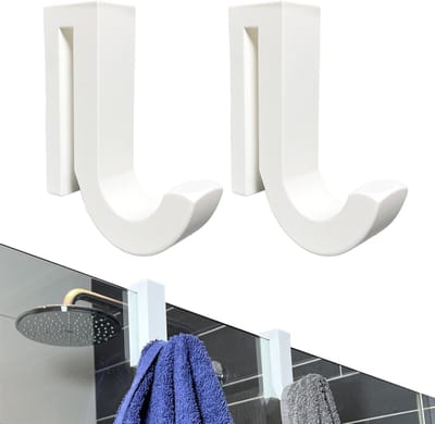 Handdoekhaak - Wit - 2 Stuks - Douchehaak - Handdoekhaakjes - Zelfklevend - Douchewand - 8 mm