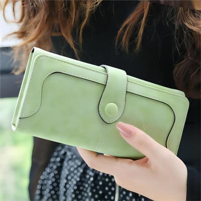 Vintage Elegant Lange Damesportemonnee met Meerdere Kaartsleuven PU Leer Schattig Veelzijdig Dubbelgevouwen Zacht Leer Creditcard Nul Portemonnee beige