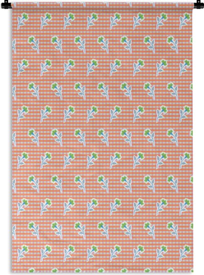 Wandkleed - Wanddoek - Bloemen - Ruiten - Patroon - 120x180 cm - Wandtapijt