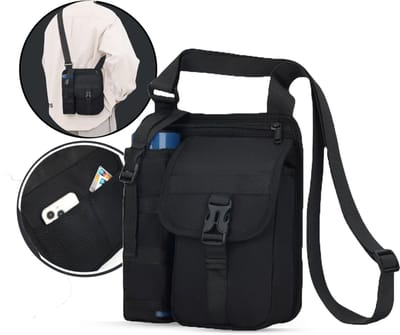 Flipflop Club® Schoudertas met Flessenvak | Anti-Diefstal Design | Dunne Sling Bag | Waterproof | Grote capaciteit | Reistas | Festival tasje | Travel Fanny Pack | Bottle Bag | Zwart