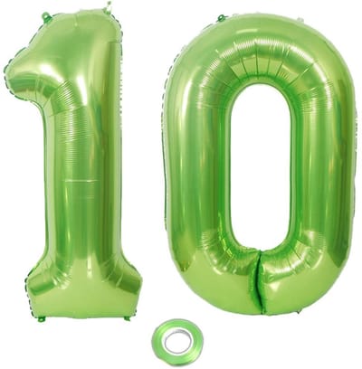 Dailygoods- Folieballon Cijfer 10 - Groen - XXL - 100 cm - Herbruikbaar - Veilig Materiaal - Feestdecoratie - Verjaardagsballon