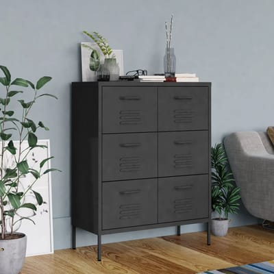 vidaXL - Ladekast - 80x35x101,5 - cm - staal - antracietkleurig