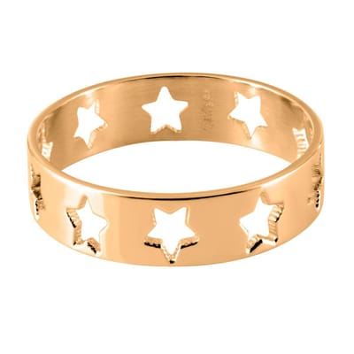 Quiges Stapelring Dames - Vulring Sterren - RVS Roségoudkleurig - Maat 19 - Hoogte 6mm
