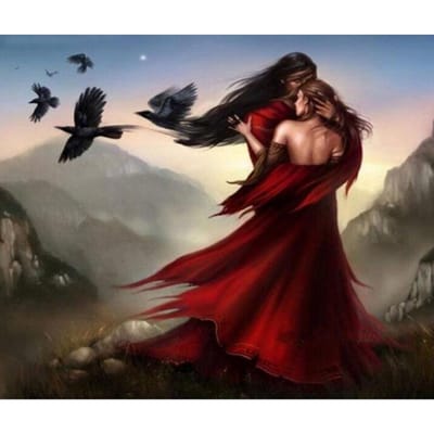 Romantische liefhebbers knuffel boven de berg vogel borduurwerk DIY diamant schilderij natuur huisdecoratie 20X30CM black