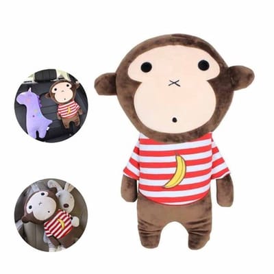 Oneay 1-pack - Autogordelkussen, Verstelbaar Autokussen, Cartoon Kinder- en Volwassenkussen (Bruin)