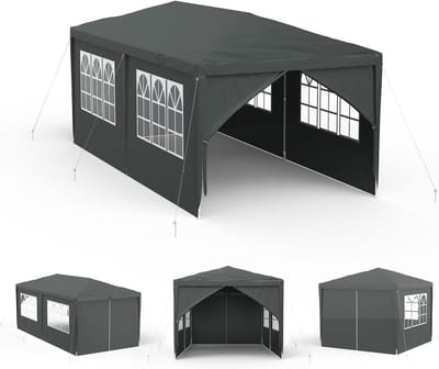 Vouwpaviljoen - Partytent Tuinpaviljoen - Feest en Tuin - Waterdicht met Rits - 3 x 6 Meter - Donkergrijs