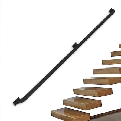 Trapleuning Muursteun - Veiligheidsgreep - Trap Veiligheid - Smeedijzer Duurzaam - Tot 600cm - Zwart