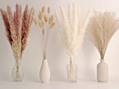 Pampasgras Decoratie 65 Stuks - Natuurlijk Gedroogd Rietgras - Konijnenstaartgras - Boho Bloemen - Milieuvriendelijk - Perfect voor Bruiloft - Gedroogde Bloemen