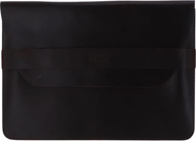 BUCKLE & SEAM Leren laptop hoes met laptopvak Terra Leather Laptop Sleeve Brown donkerbruin