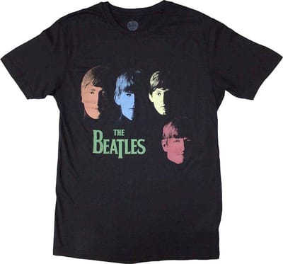 The Beatles - Colour Faces Heren T-shirt - S - Zwart