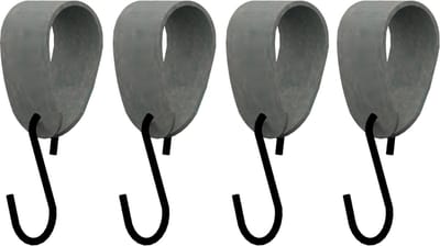 S-haakje Zwart + leren hanger: SUEDE GREY - Maat M - set van 4 (S-haakjes - kapstokhaakje - handdoekhaakje - kapstokhaak - ophanghaken - S-haken)
