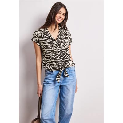 Blouse met overhangende schouders en bowlingkraag