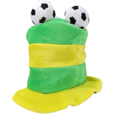 Chapeau Amusant sur le Thème du Football avec Décoration Ballon de Football en Peluche Casquette de Fête Costumée pour Fans Fêtes vert