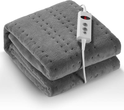 Elektrische Warmte-onderbed 150 x 80 cm - 10 temperatuurniveaus - Automatische uitschakeling - Eenvoudige bevestiging - Machinewasbaar - Lichtgrijs