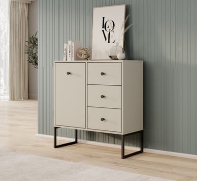 Meubella - Dressoir Lyndall - Beige - 77 cm - Met lades