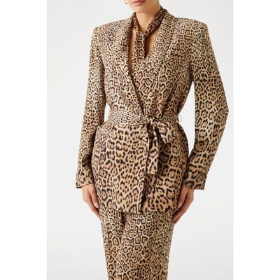 GUESS Amy Belted Blazer Charming Leopard Deg Taglia: 36 | Blazers Outlet | Donna