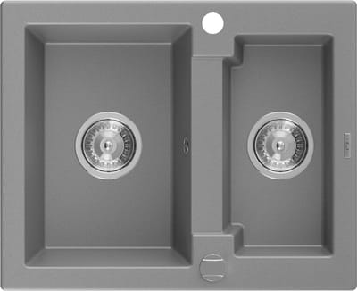 Mexen Carlos granieten spoelbak 1,5-komor 582 x 475 , grijs, chrom sifon - 6518581500-71