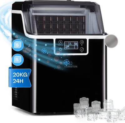 Klarstein IJsblokjesmachine Chios ca. 20 Kg/24H - IJsblokjes in maten S & L - LCD-Display - Watertank: 3,2 Liter - Uitneembaar ijsreservoir - Timerfunctie - Auto-clean functie - Zwart - IJsmachine - voor Bar voor Thuis - Snel
