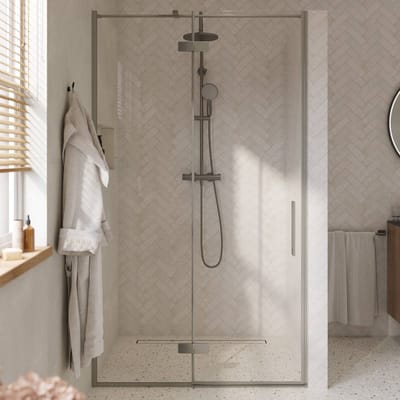 Saqu Grace draaideur met vast paneel links incl. antikalk 120x210cm geborsteld grijs