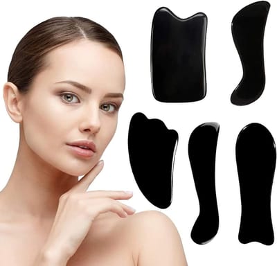 Gua Sha Set voor Gezichtsmassage - 5 Delige Scraping Massage Tool met Buffalo Horn Design