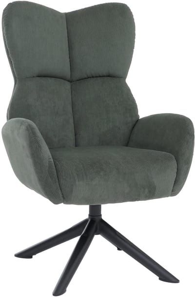 Loungestoel MCW-Q54, cocktail-/gestoffeerde-/relaxstoel, draaibare loungestoel, metaal, corduroy (320 g/m²) ~ groen