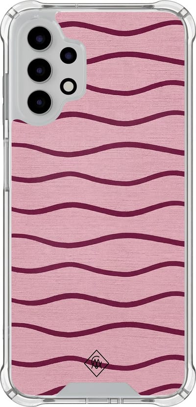 Casimoda® hoesje - Geschikt voor Samsung Galaxy A13 4G - Soft Stripes - Shockproof case - Extra sterk - TPU/polycarbonaat - Roze, Transparant