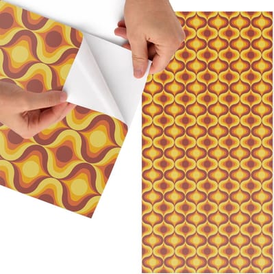 Tulup Meubelfolie - Levenspatroon Decoratiefolie - 65x130 cm - Geel Meubelfolie - Decoratiefolie Zelfklevend - Retro Meubelfolie - Meubelfolie Zelfklevend - Badkamer decoratie - Achtergronden en patronen