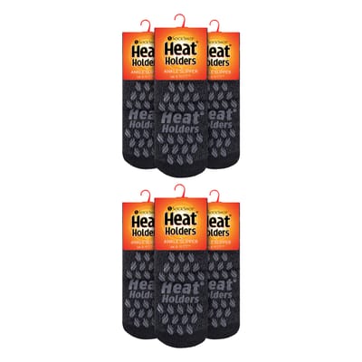 Heat Holders - 6 paar heren 23 TOG antislip lage enkel thermo pantoffelsokken