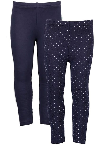 Blue Seven - 2 PACK Leggings - Biologische katoen - Navy met witte stip - Navy - Maat 98