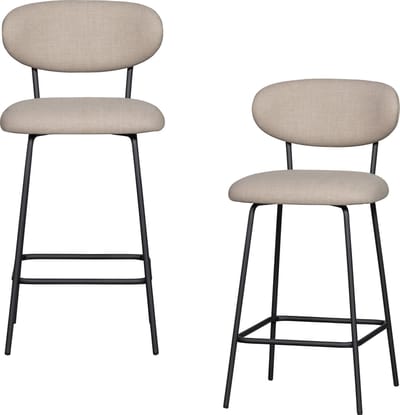 WOOOD Kjeld Barstoelen - Polyester - Naturel - Set van 2