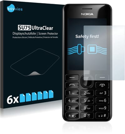 Savvies - Screenprotector voor Nokia 206 Dual SIM - Folie Beschermfolie transparant 6 Stuks
