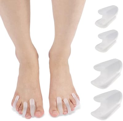 Teenslippers, 4 stuks teenspreiders voor tenen, voeten, teenslippers, teenslippers, teenspacer, voor pijnverlichting bij hallux valgus, geschikt voor dames en heren